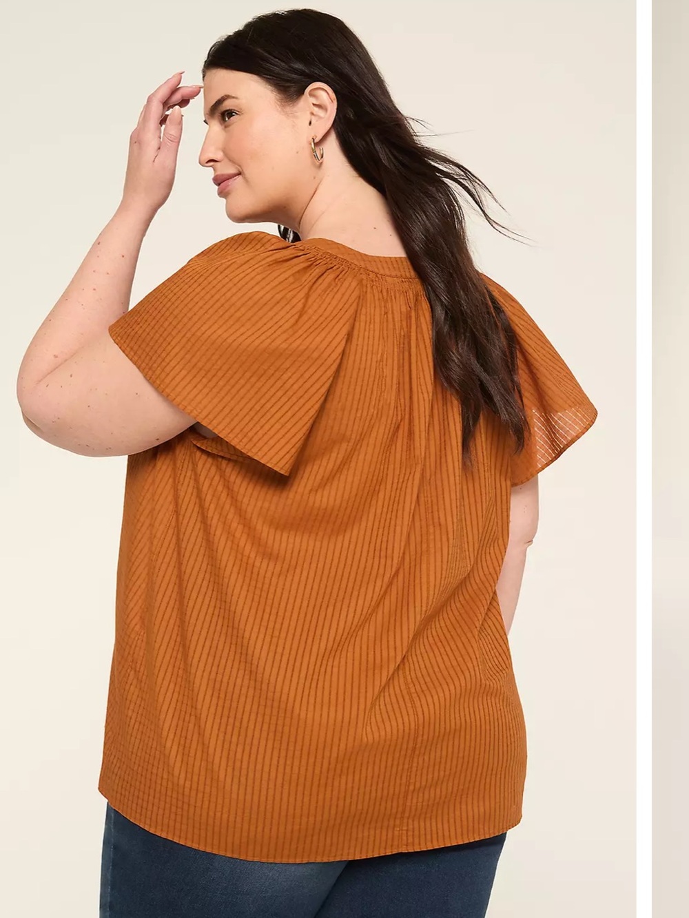 Lane Bryant Burnt Orange Pintuck Peasant Blouse, Size 22/24 - Picture 7 of 8